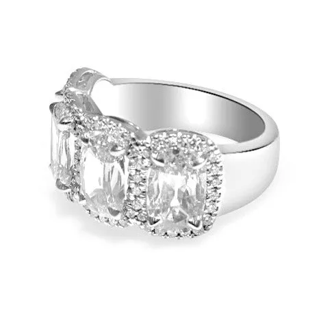 Henri Daussi 4.43ct tw Cushion Matching Four Stone Band Anniversary Ring