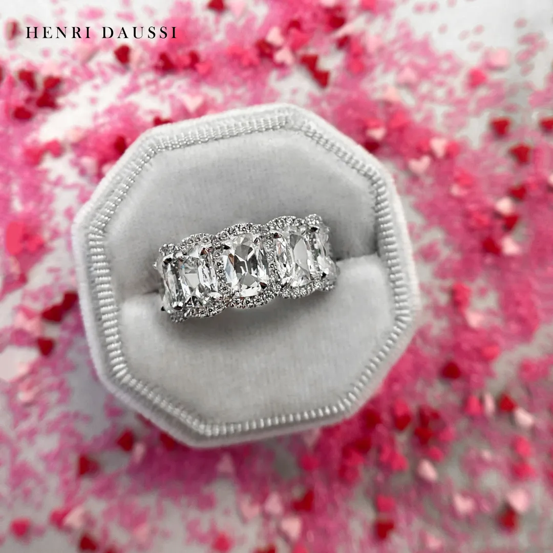 Henri Daussi Cushion Cut Five Stone 1.50ct tw Anniversary Diamond Ring