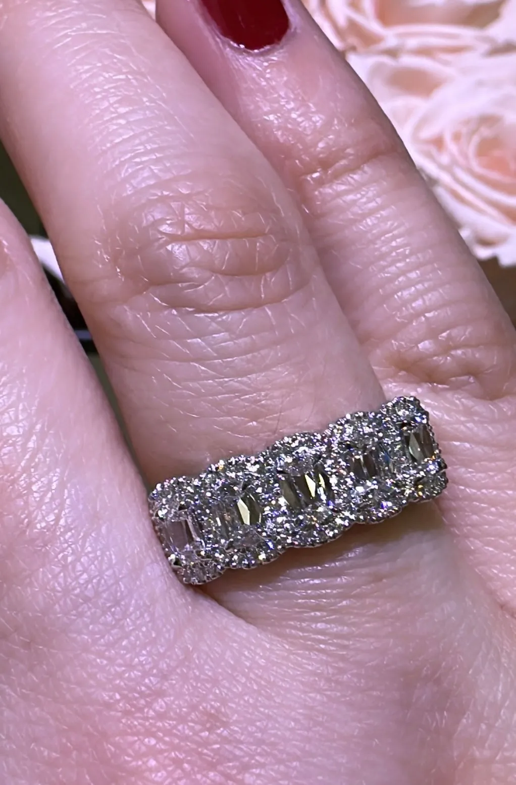 Henri Daussi Designer Most desired 1.12carat Diamond Five Stone Anniversary Band Ring