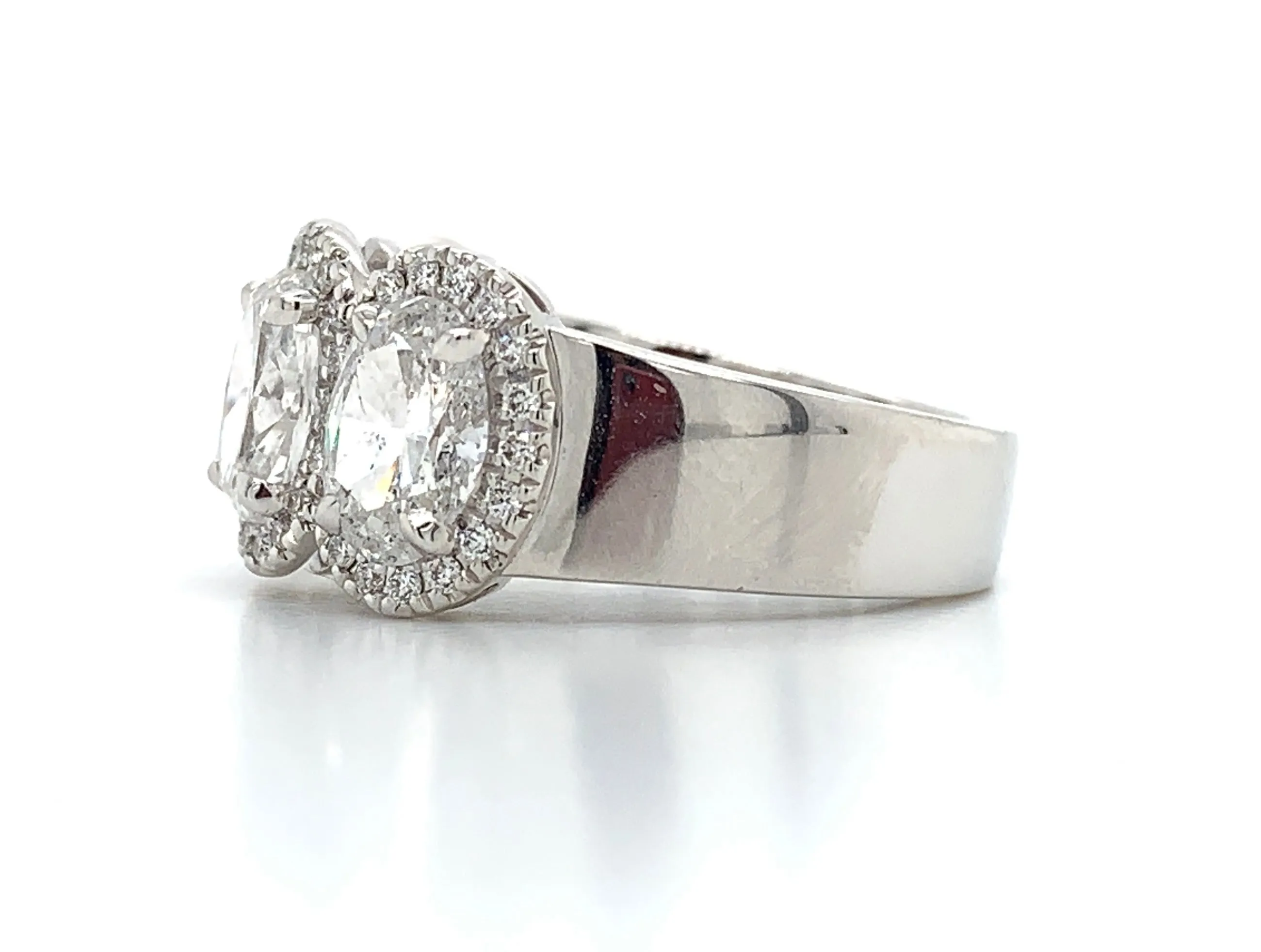 Henri Daussi Oval Four Stone  With Halo 3.22ct t.w. Ring