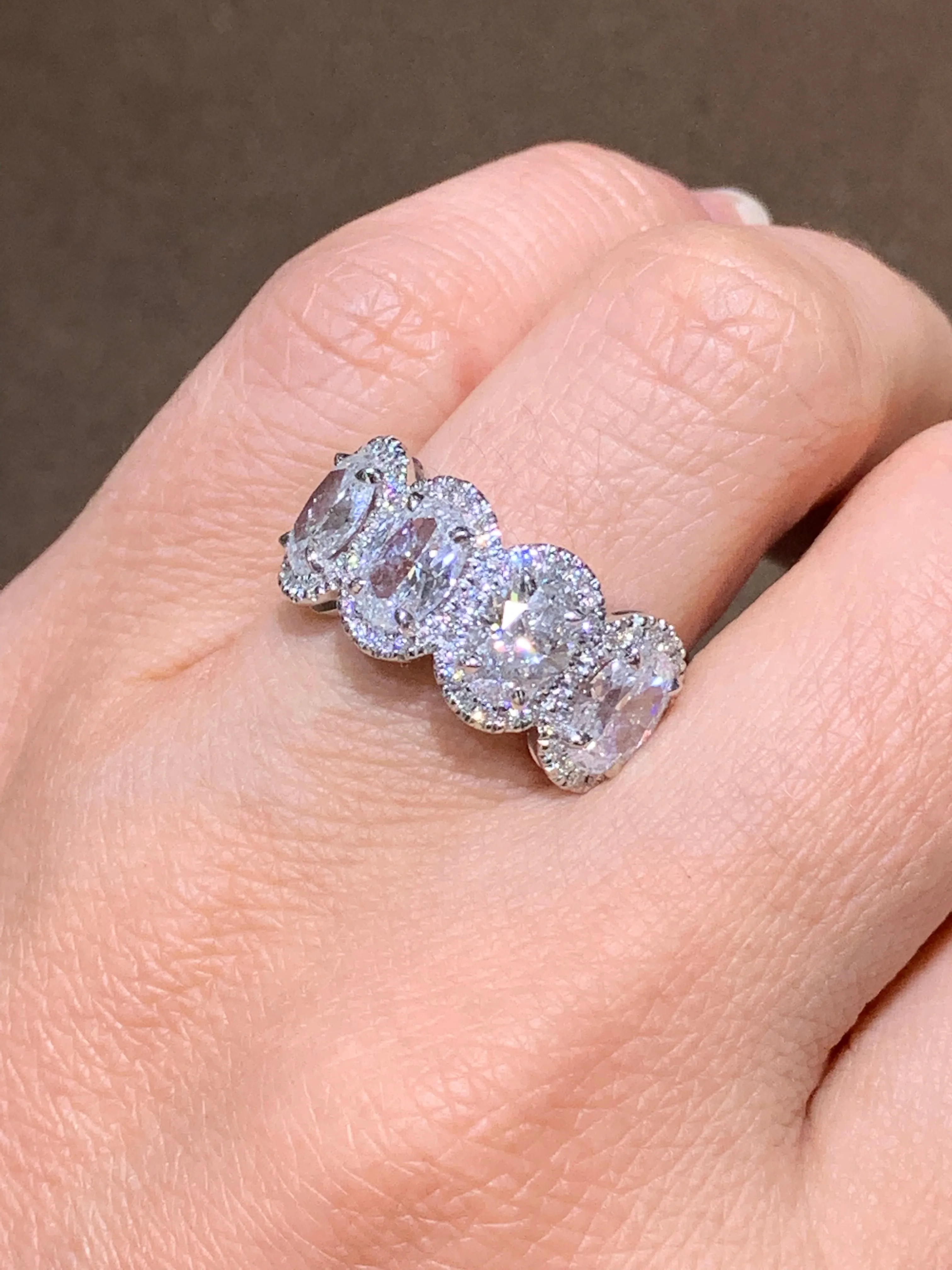 Henri Daussi Oval Four Stone  With Halo 3.22ct t.w. Ring