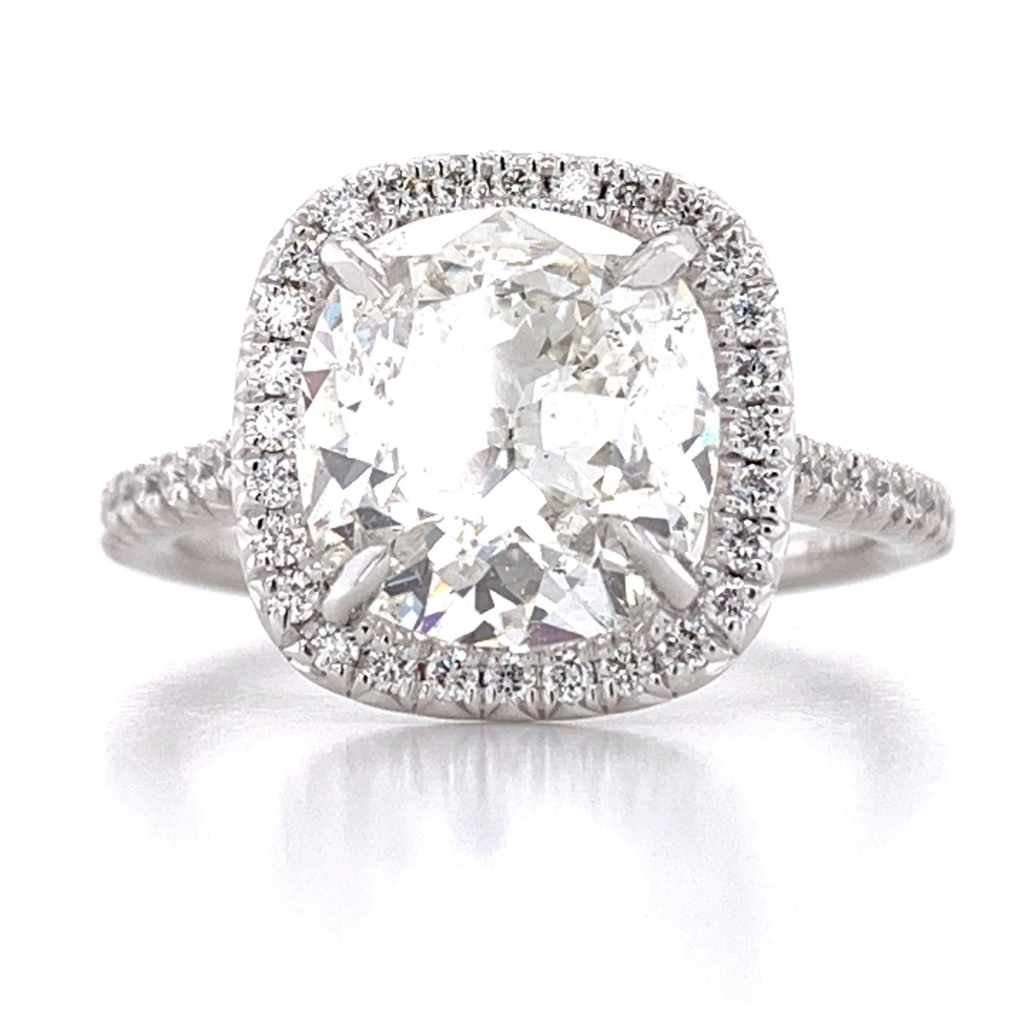 Henri Daussi Signed GIA Certified 3.66ct t.w. Cushion Cut Halo Anniversary Engagement Ring