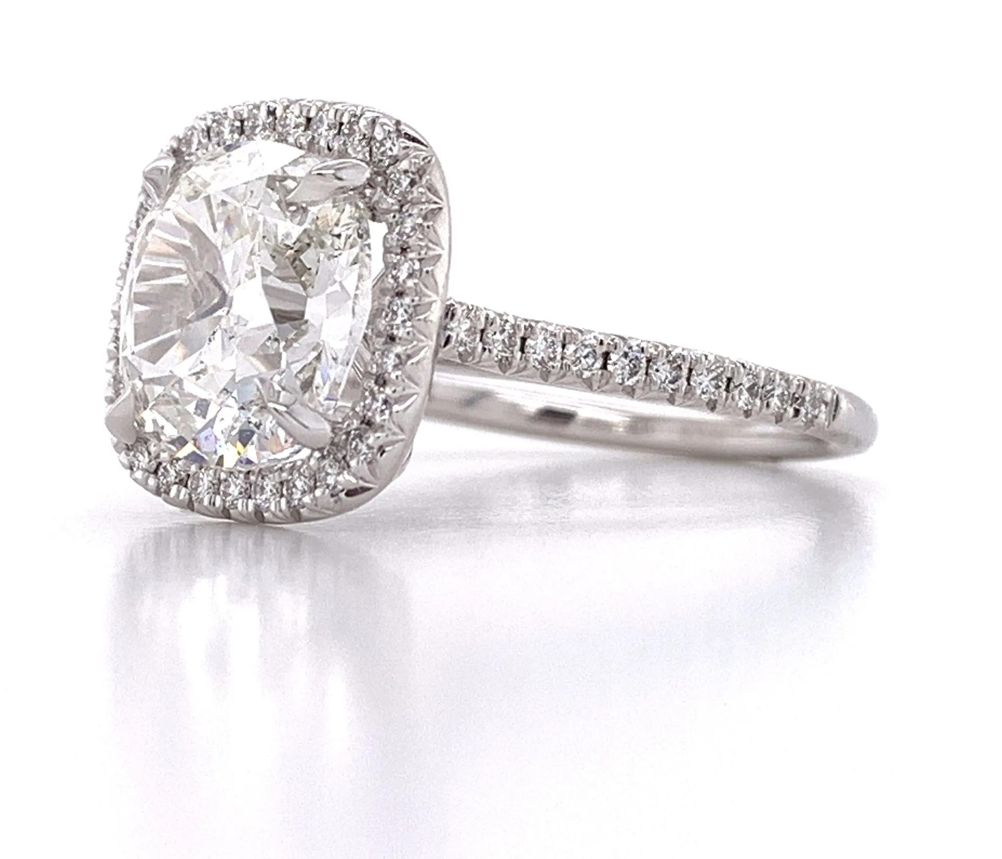 Henri Daussi Signed GIA Certified 3.66ct t.w. Cushion Cut Halo Anniversary Engagement Ring