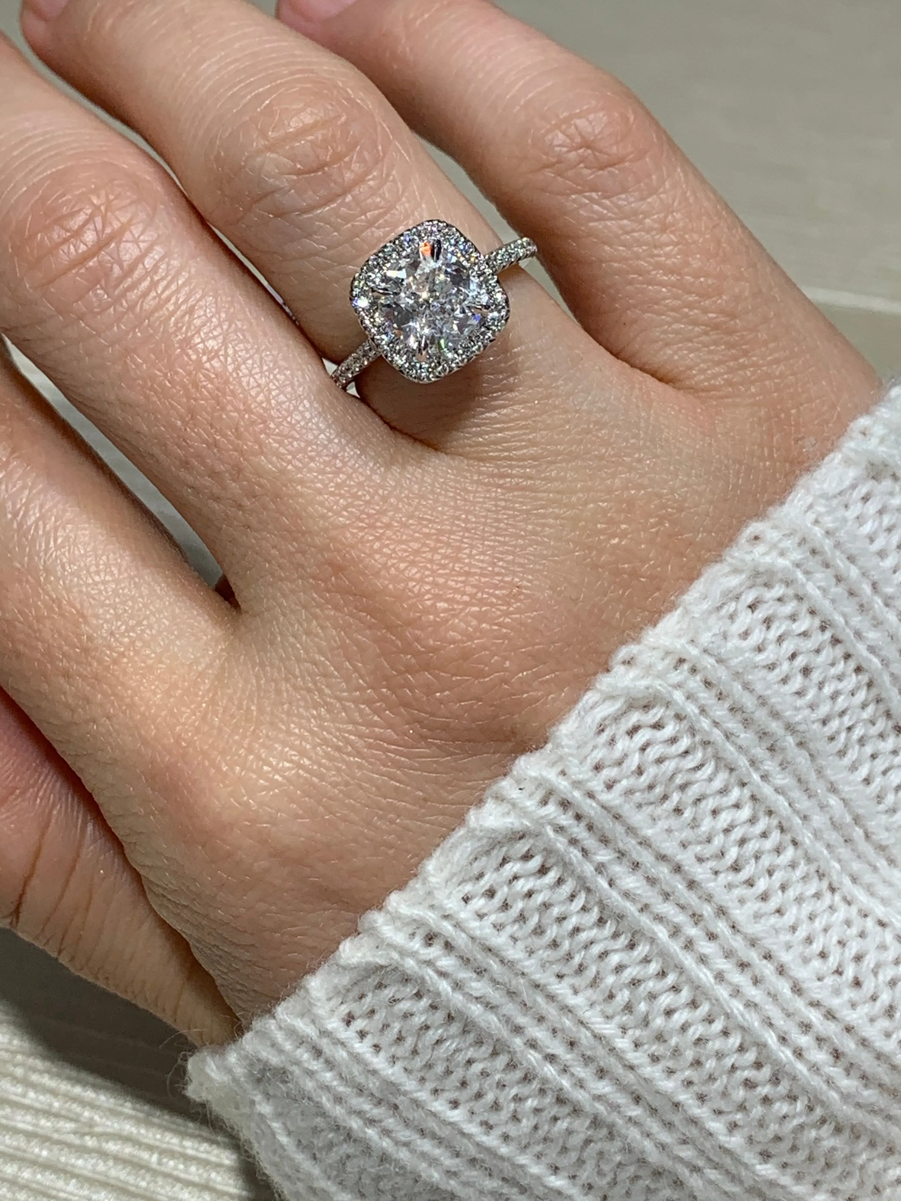 Henri Daussi Signed GIA Certified 3.66ct t.w. Cushion Cut Halo Anniversary Engagement Ring