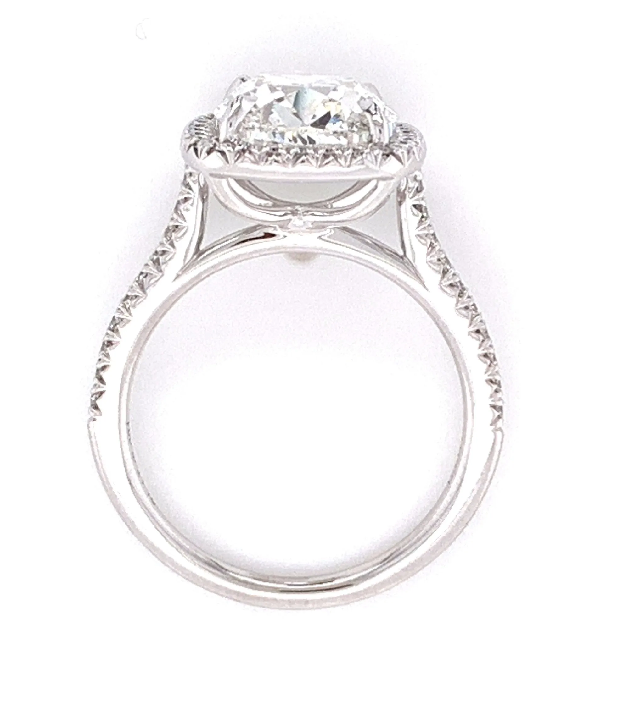 Henri Daussi Signed GIA Certified 3.66ct t.w. Cushion Cut Halo Anniversary Engagement Ring