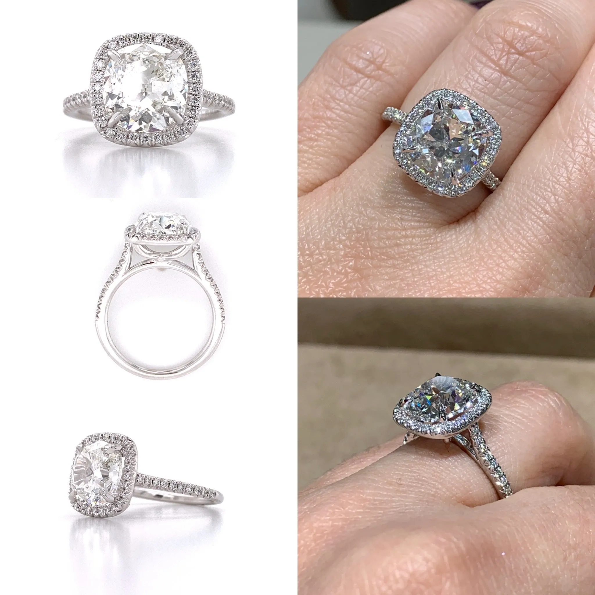 Henri Daussi Signed GIA Certified 3.66ct t.w. Cushion Cut Halo Anniversary Engagement Ring