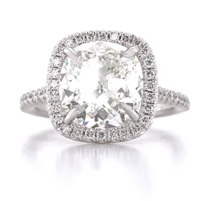 Henri Daussi Signed GIA Certified 3.66ct t.w. Cushion Cut Halo Anniversary Engagement Ring