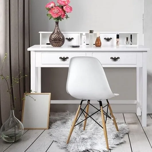 Home Office Writing Desk with 4 Drawer Computer Study Table - Color: White