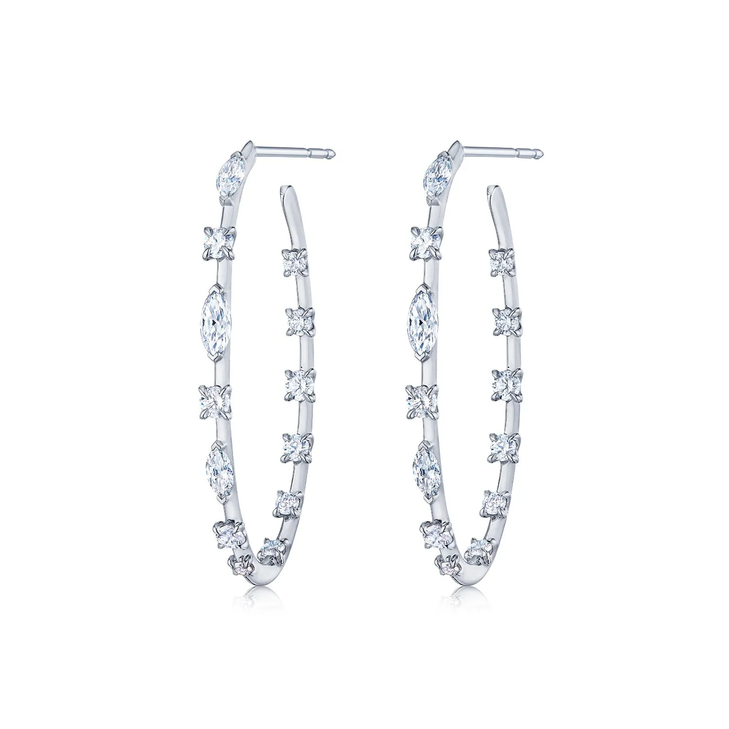 Hoop Earrings with Round and Marquise Diamonds