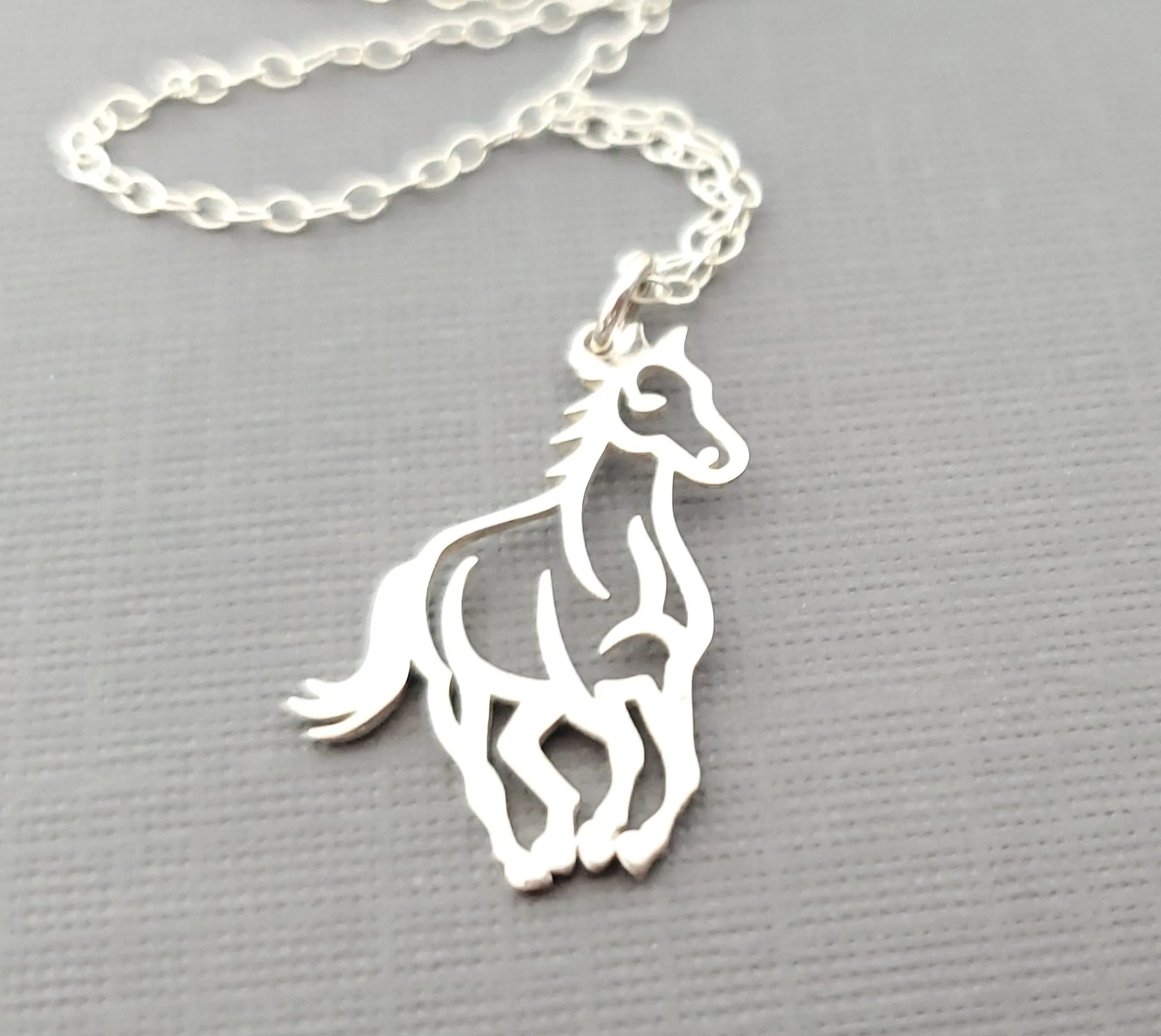 Horse Charm Equestrian Sterling Silver Necklace - Gift for Her
