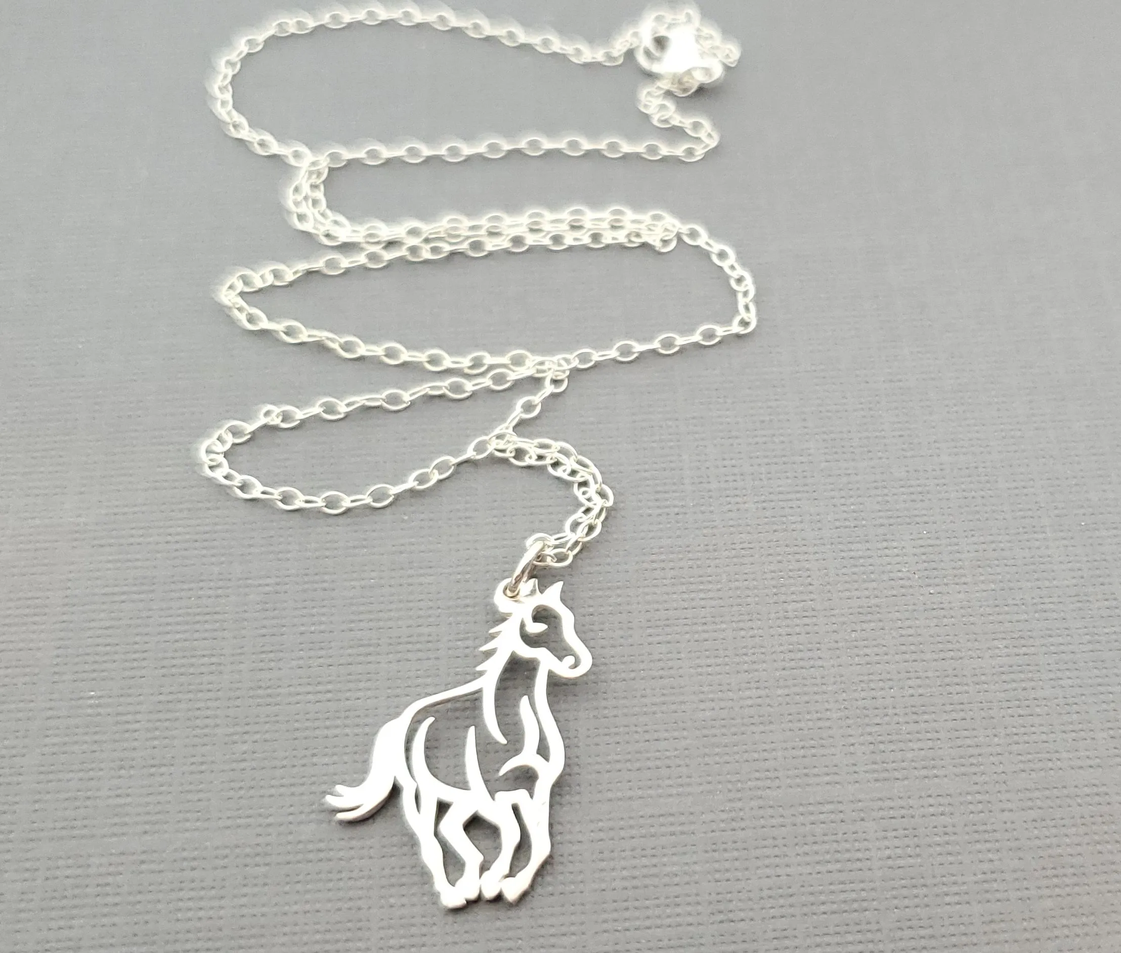 Horse Charm Equestrian Sterling Silver Necklace - Gift for Her