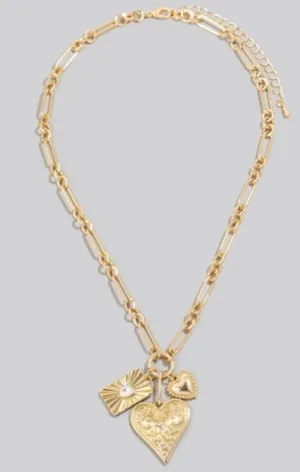 Intricate Heart Charms Chain Necklace