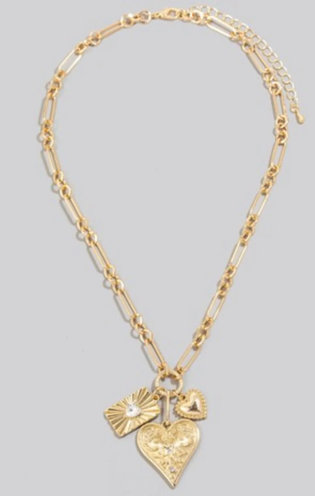 Intricate Heart Charms Chain Necklace