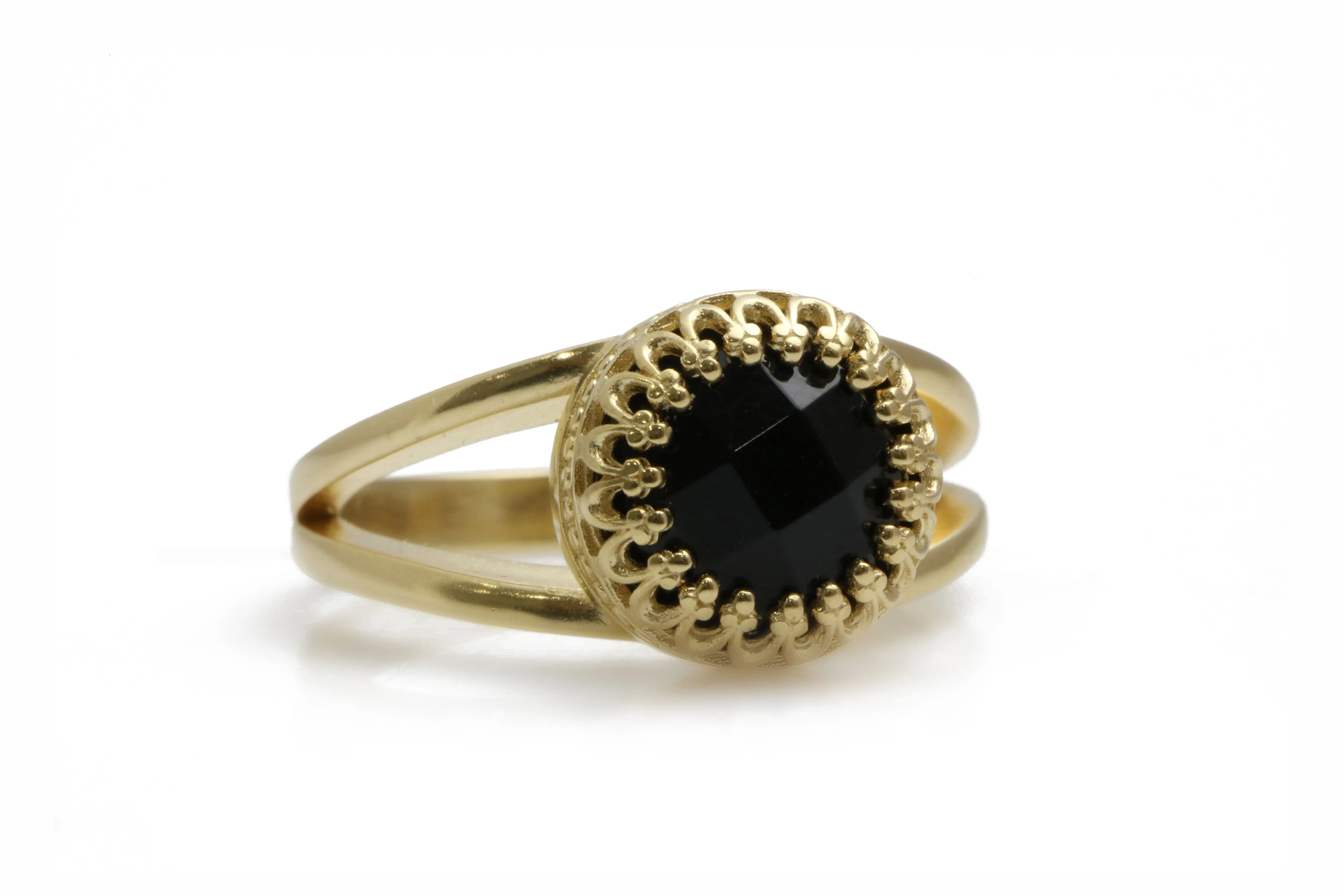 Intricate Onyx Rose Gold Ring