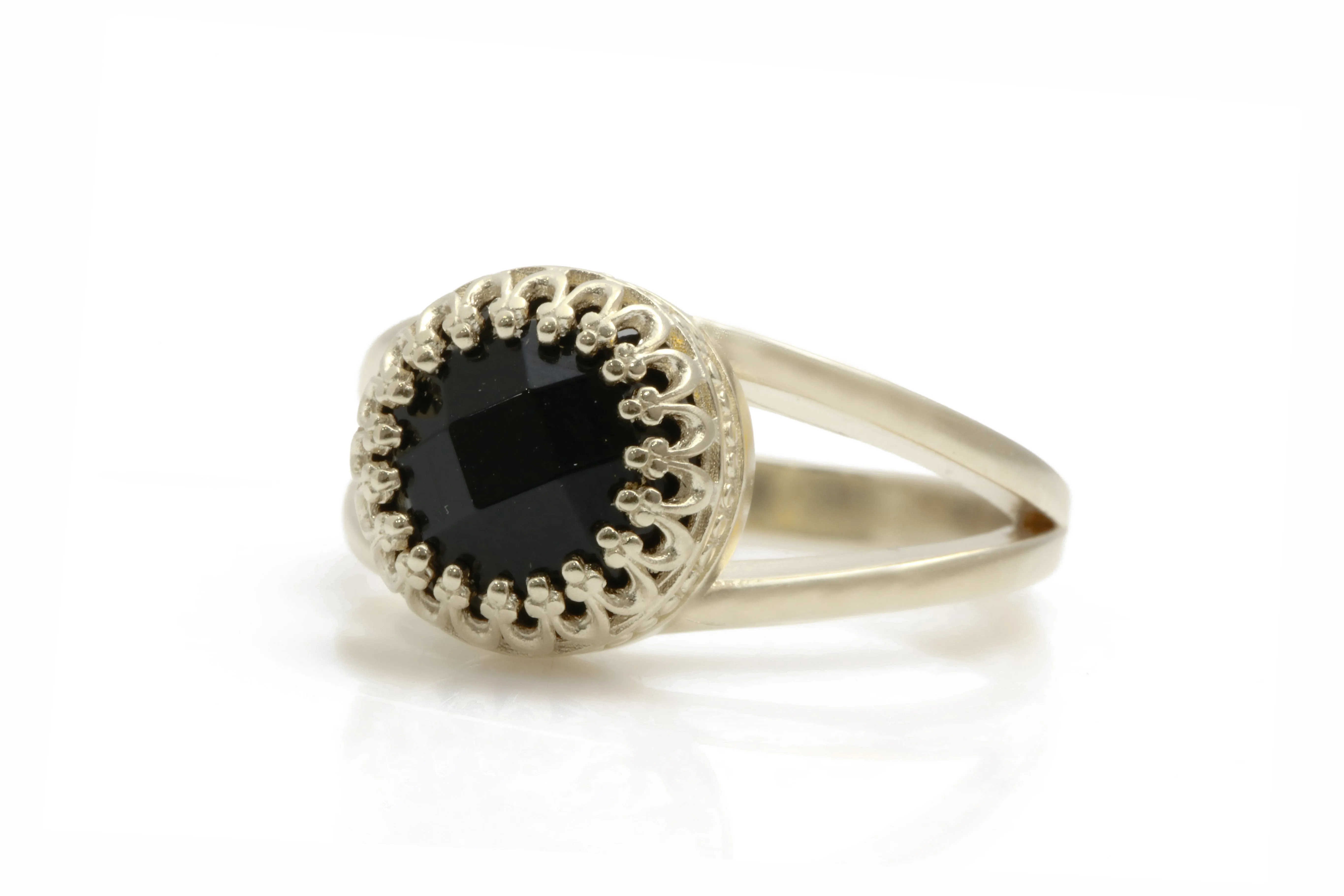 Intricate Onyx Rose Gold Ring