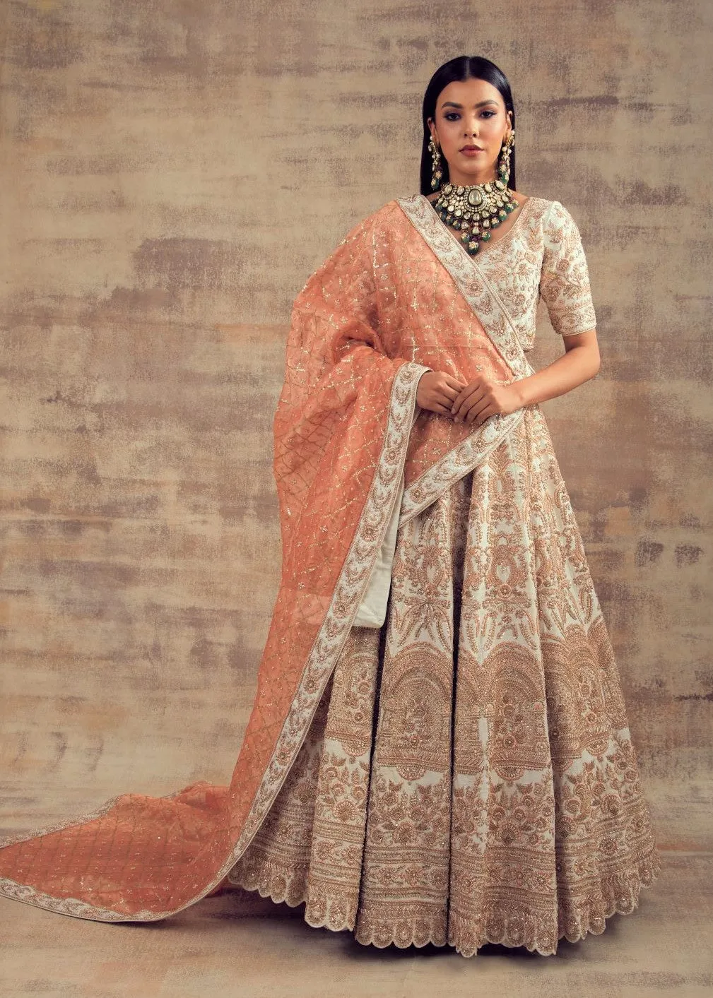 Ivory Color Wedding Lehenga Taramati from Jannat Collection