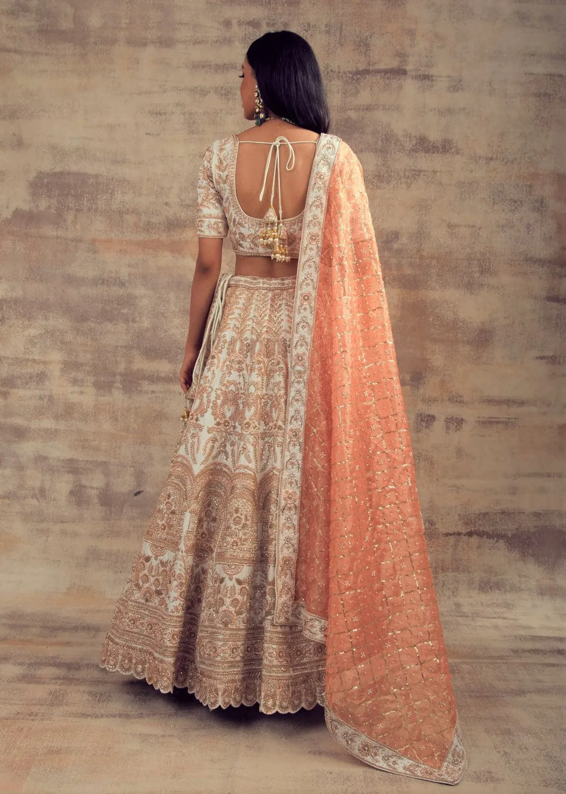 Ivory Color Wedding Lehenga Taramati from Jannat Collection