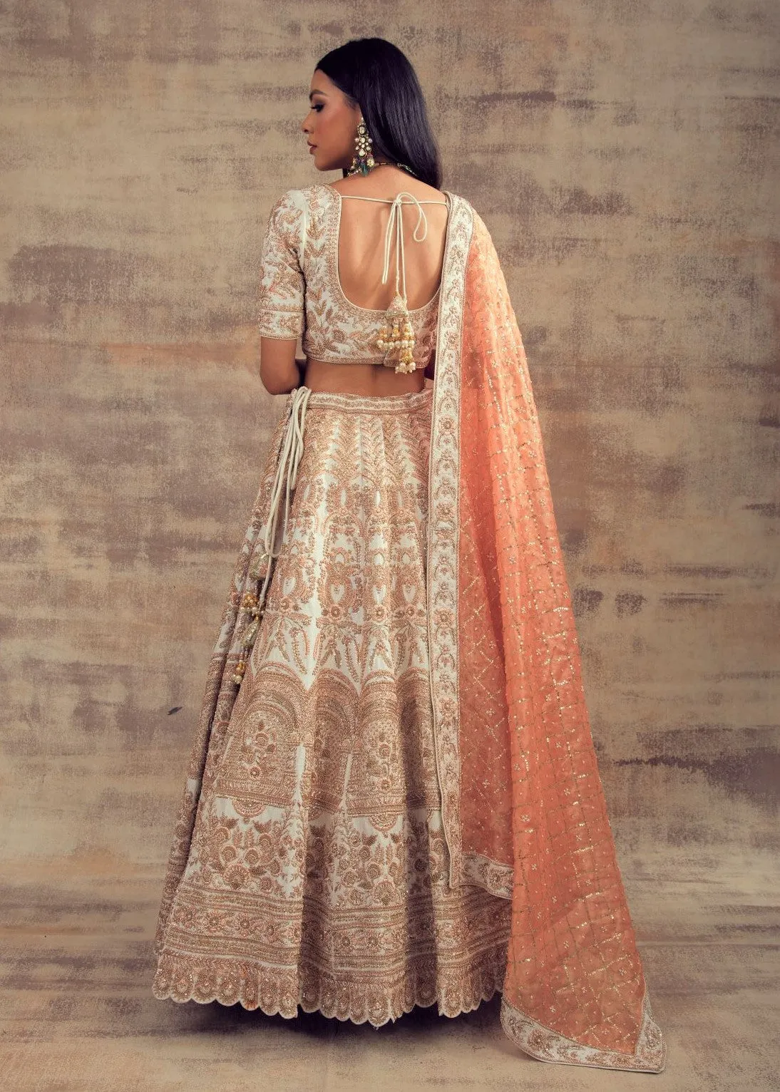 Ivory Color Wedding Lehenga Taramati from Jannat Collection