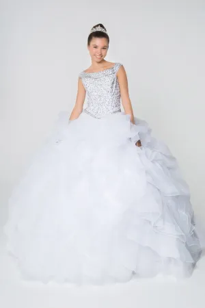 Jewel Embellished Bodice Tulle Quinceanera Dress