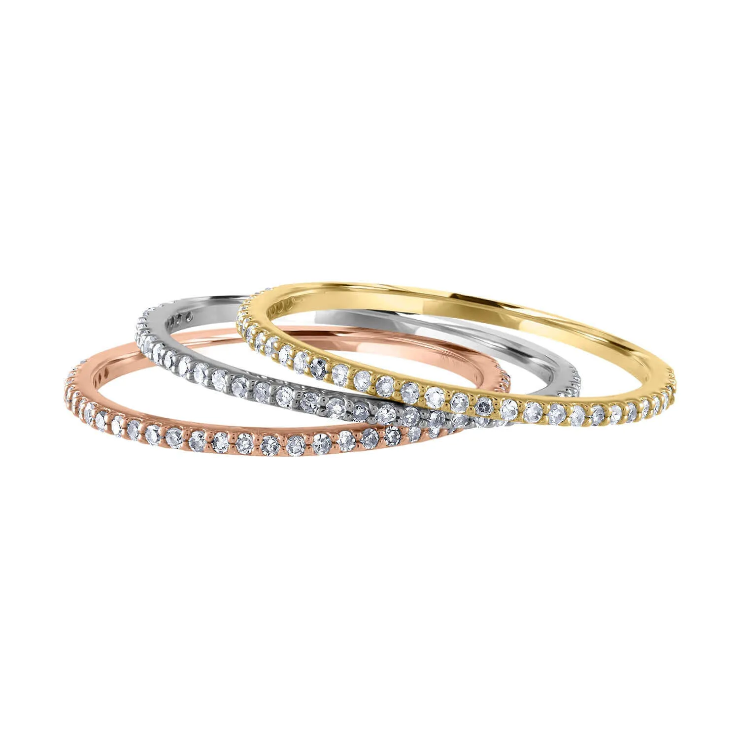JewelMore 1/10 cttw 14k Gold Dainty Half Band Natural Diamond Wedding Anniversary Ring (G-H Color)