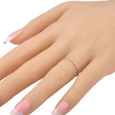 JewelMore 1/10 cttw 14k Gold Dainty Half Band Natural Diamond Wedding Anniversary Ring (G-H Color)