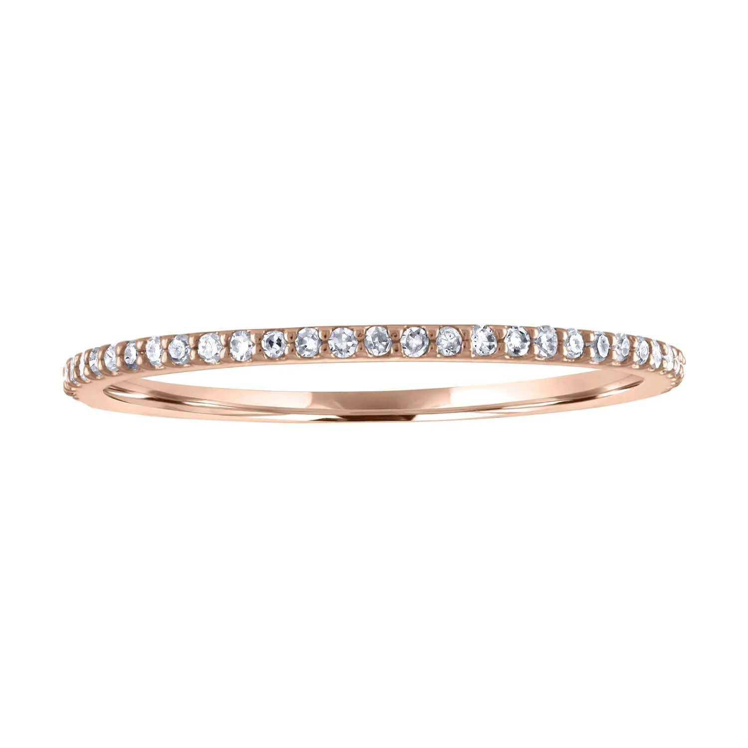 JewelMore 1/10 cttw 14k Gold Dainty Half Band Natural Diamond Wedding Anniversary Ring (G-H Color)