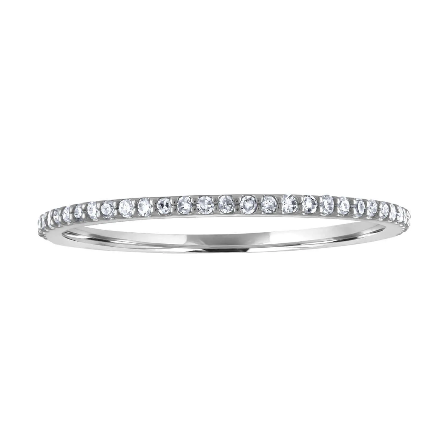 JewelMore 1/10 cttw 14k Gold Dainty Half Band Natural Diamond Wedding Anniversary Ring (G-H Color)