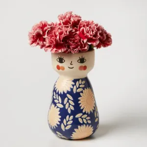 JONES & CO  Miss Cozette Floral Blue Vase