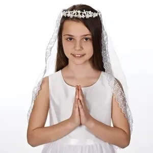Kate First Communion Pearl Tiara Veil