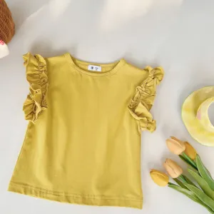 Kids Blank Ruffle T-Shirt Vest - Golden Yellow