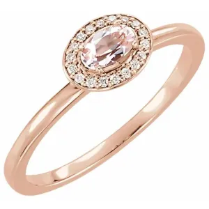 King Oval Morganite &  Halo Diamond Ring
