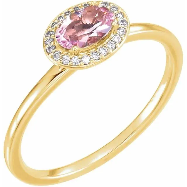 King Oval Morganite &  Halo Diamond Ring