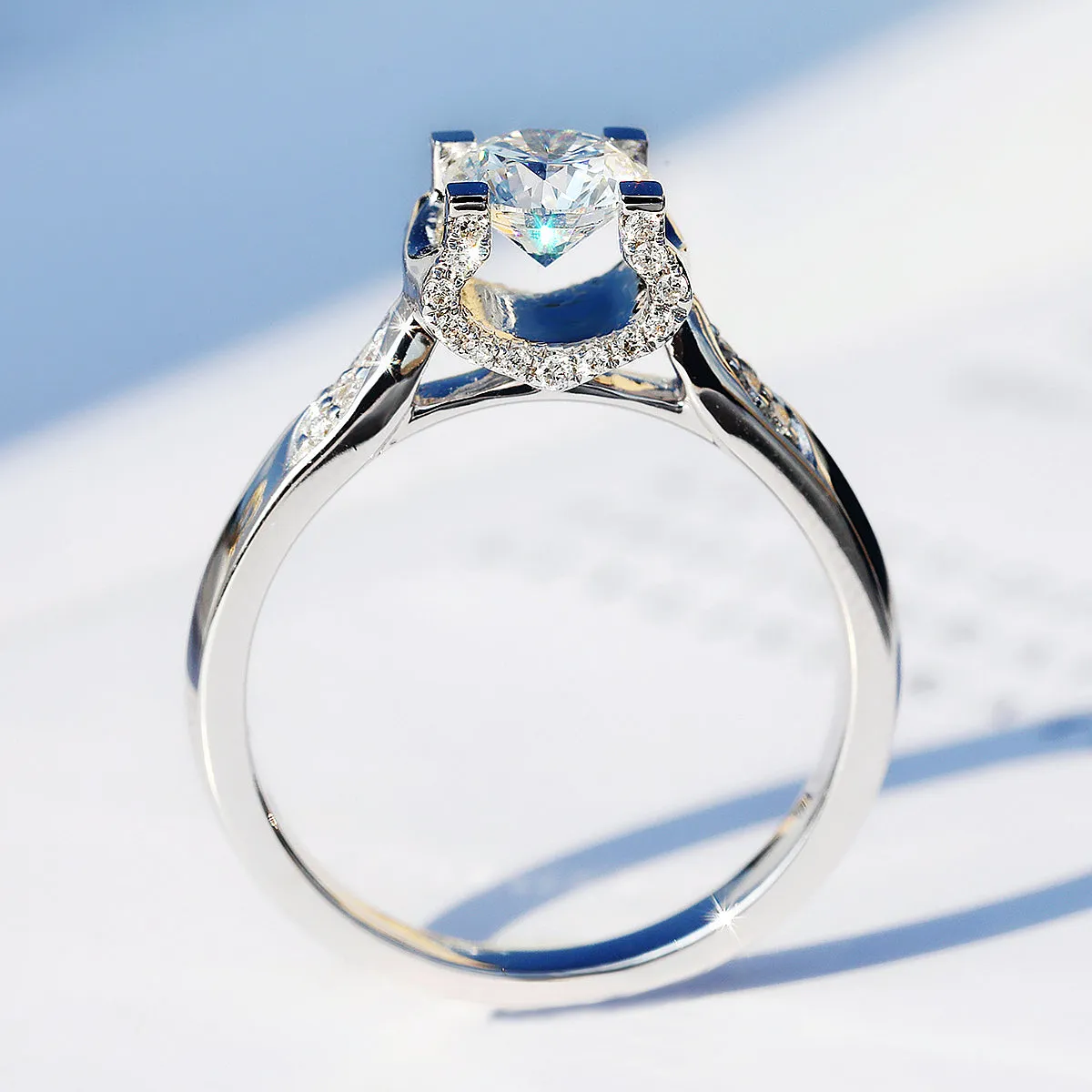 Lab-Grown Diamond Bull Head Paved Band Engagement Ring