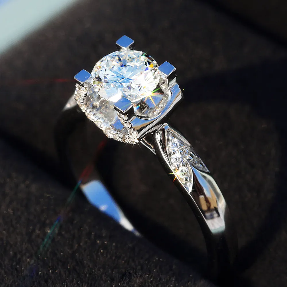 Lab-Grown Diamond Bull Head Paved Band Engagement Ring