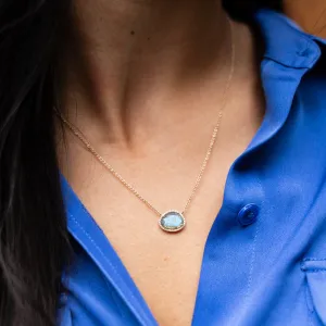 Labradorite Diamond Halo Necklace