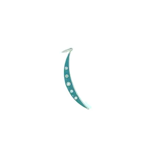 Ladies14k yellow gold Green enamel moon necklace