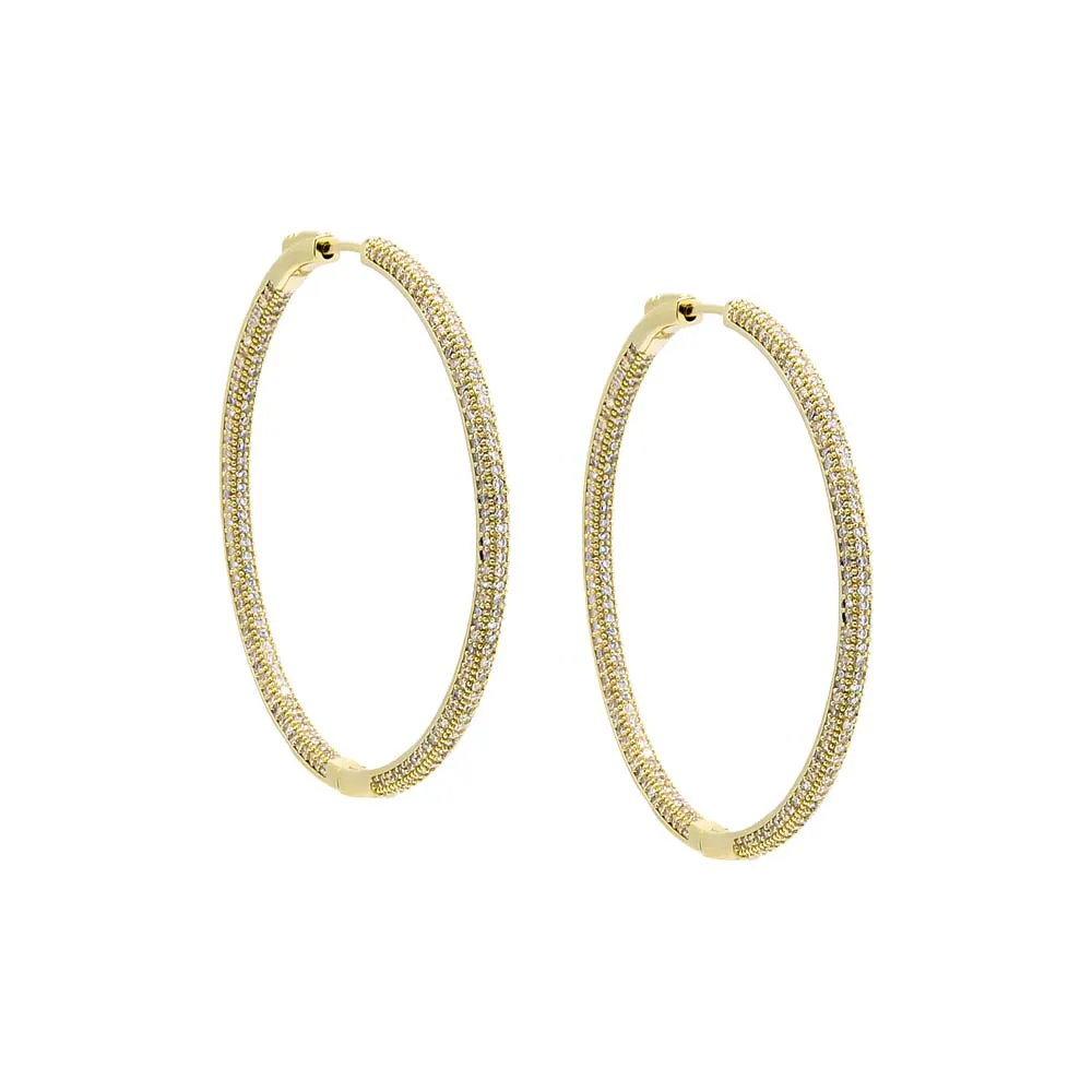 Large CZ Pave Open Hoop Earring