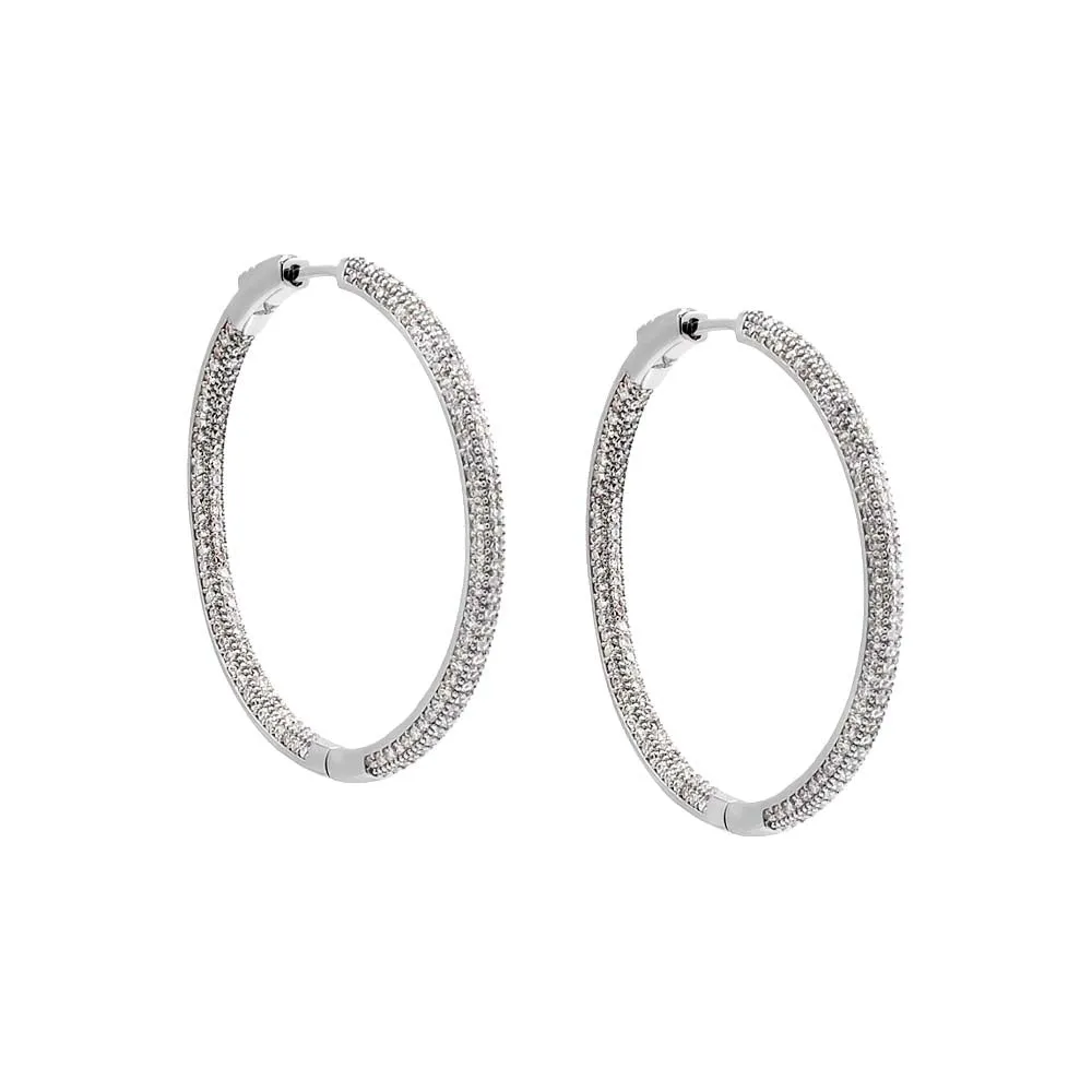 Large CZ Pave Open Hoop Earring