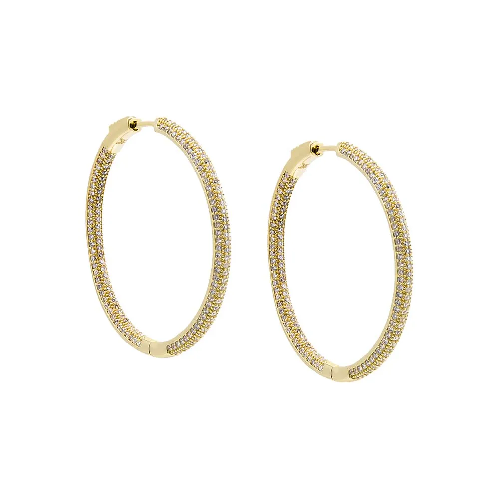 Large CZ Pave Open Hoop Earring