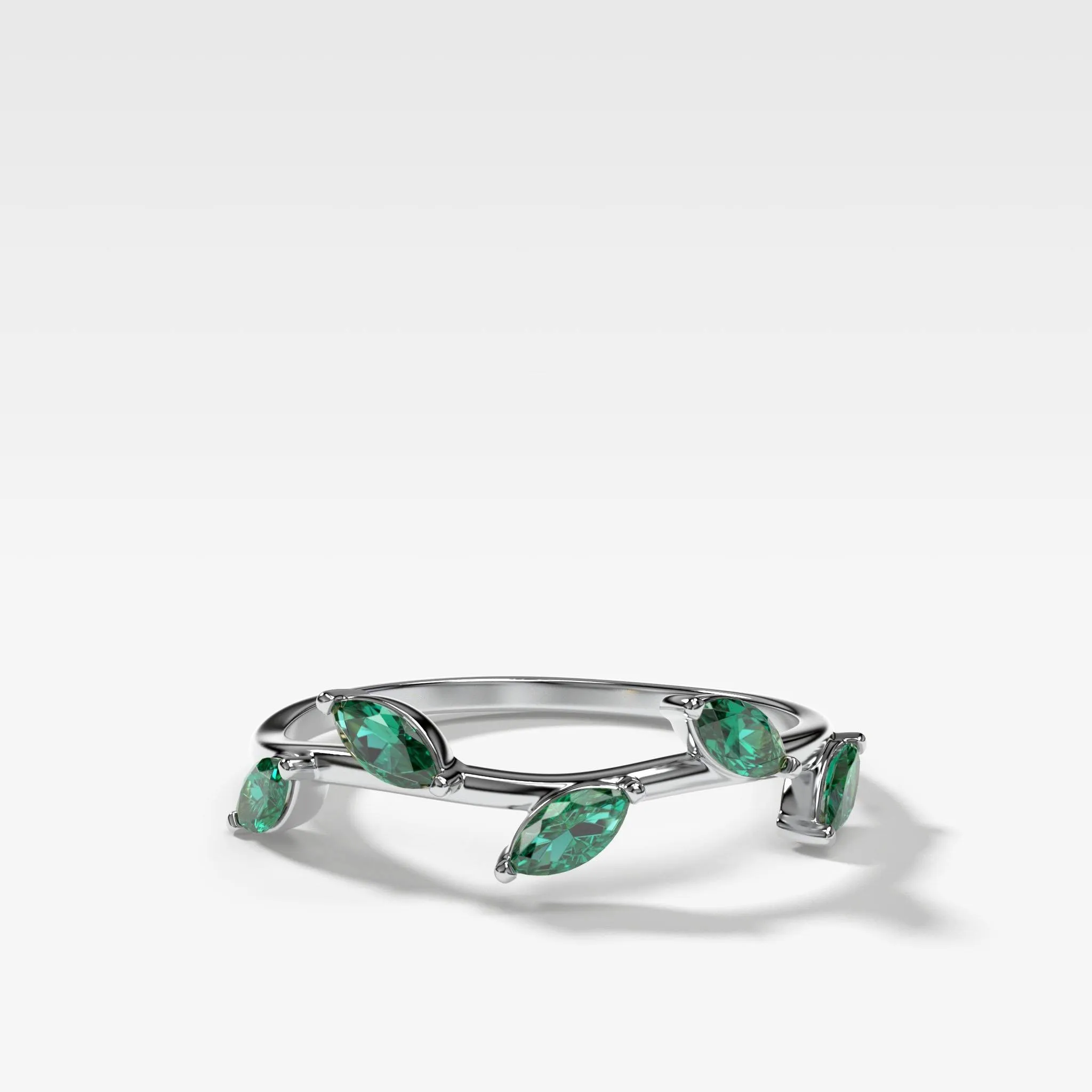 Laurel Marquise Band With Green Emeralds