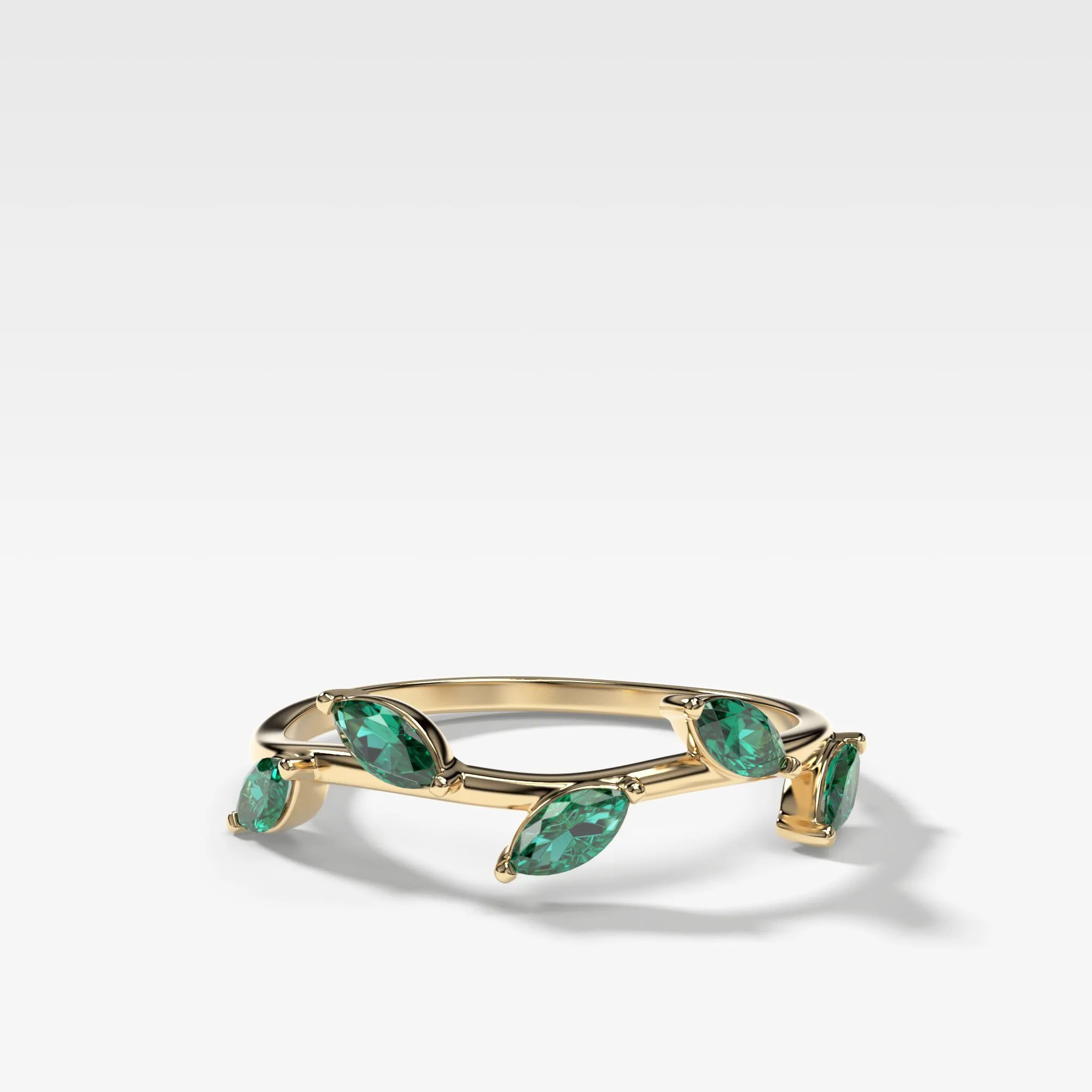 Laurel Marquise Band With Green Emeralds