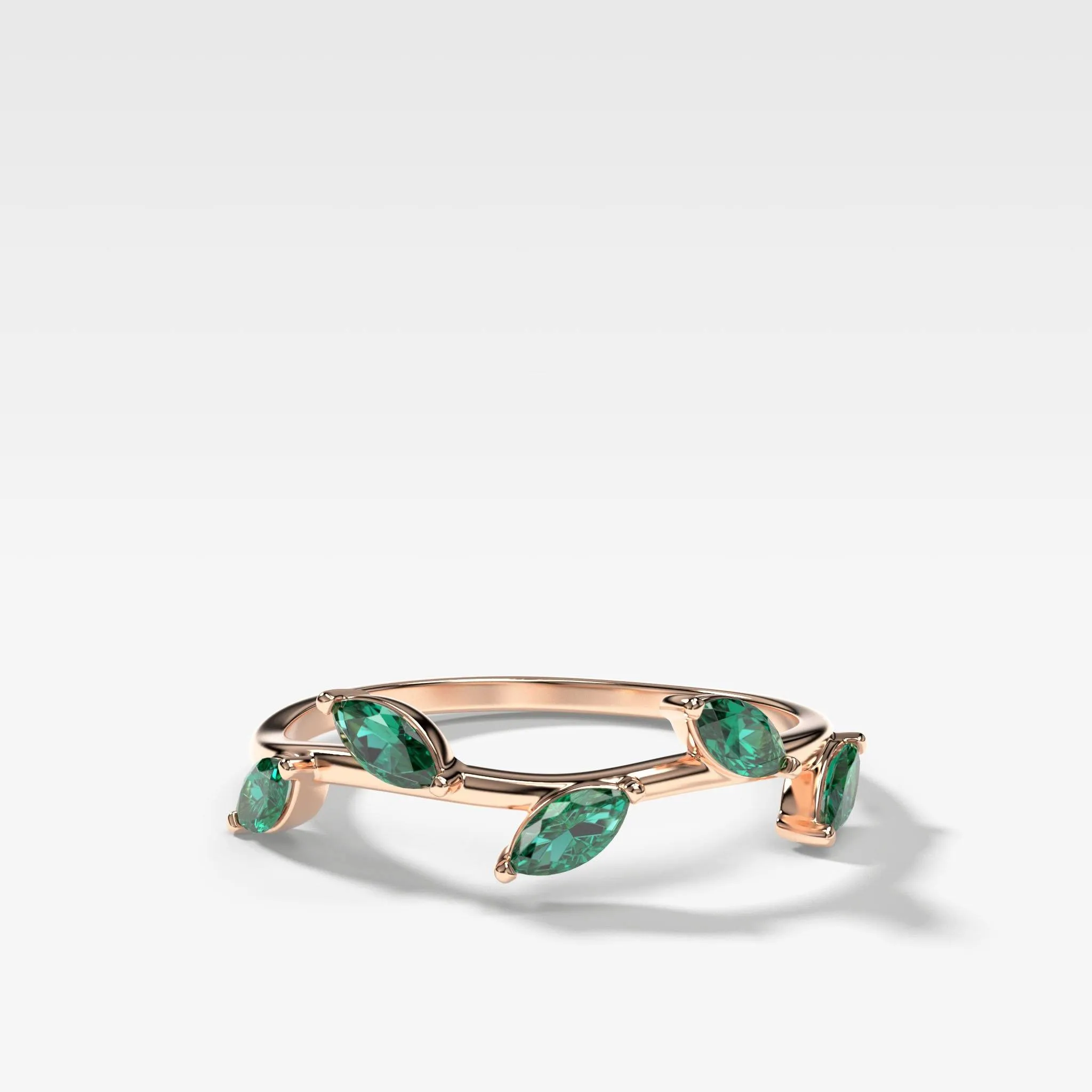 Laurel Marquise Band With Green Emeralds