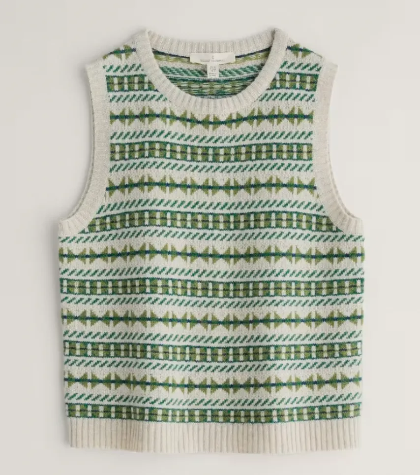Lemon Fair Isle Vest - Minvor Aran Cut Grass