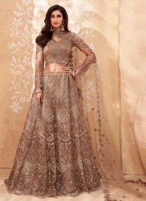 Light Brown Heavy Floral Embroidered Stylish Lehenga Choli