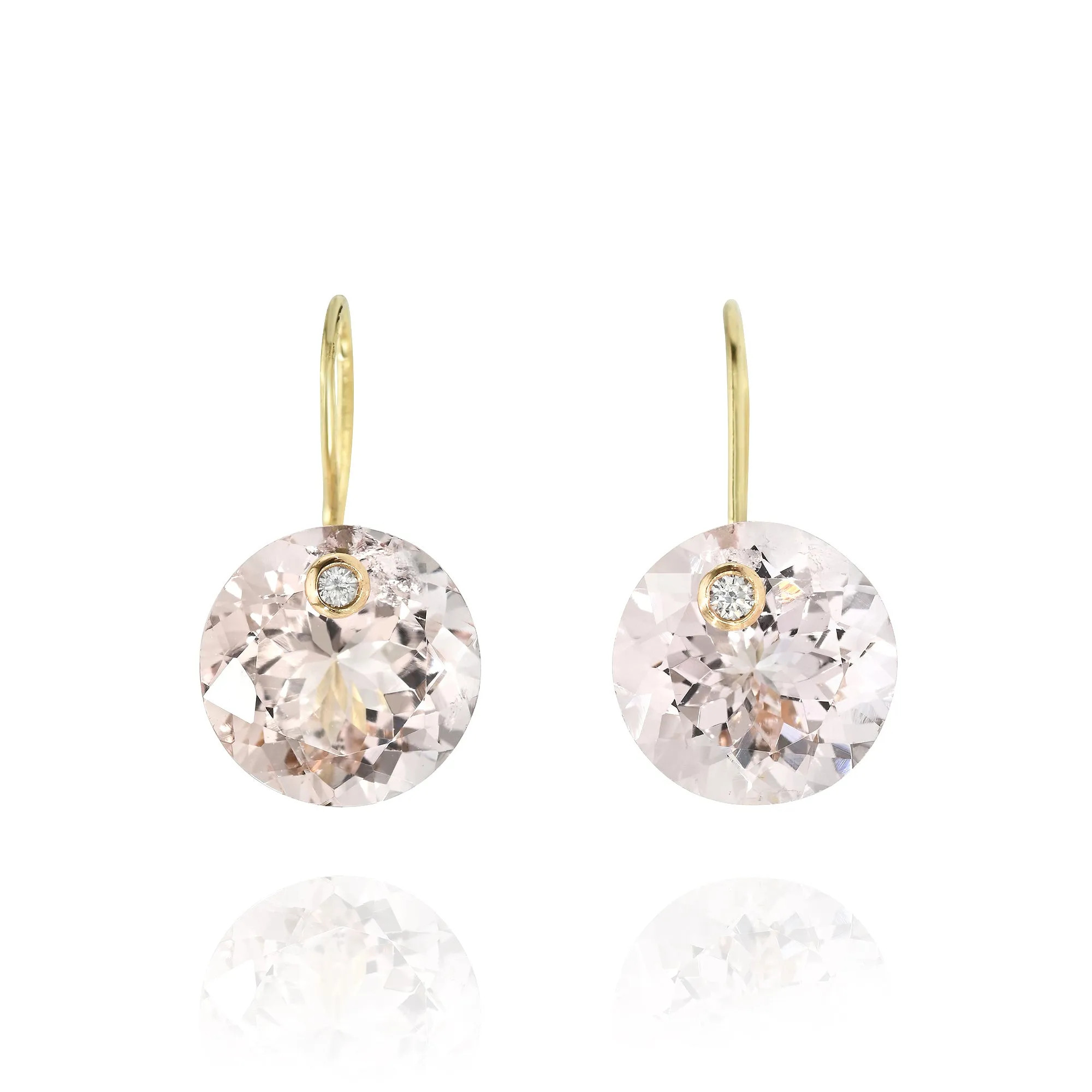 Light Pink Morganite & Diamond Floating Drop Earrings