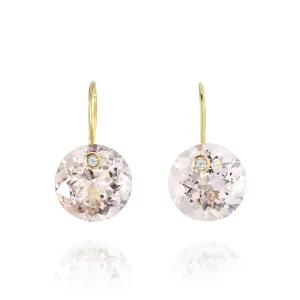 Light Pink Morganite & Diamond Floating Drop Earrings