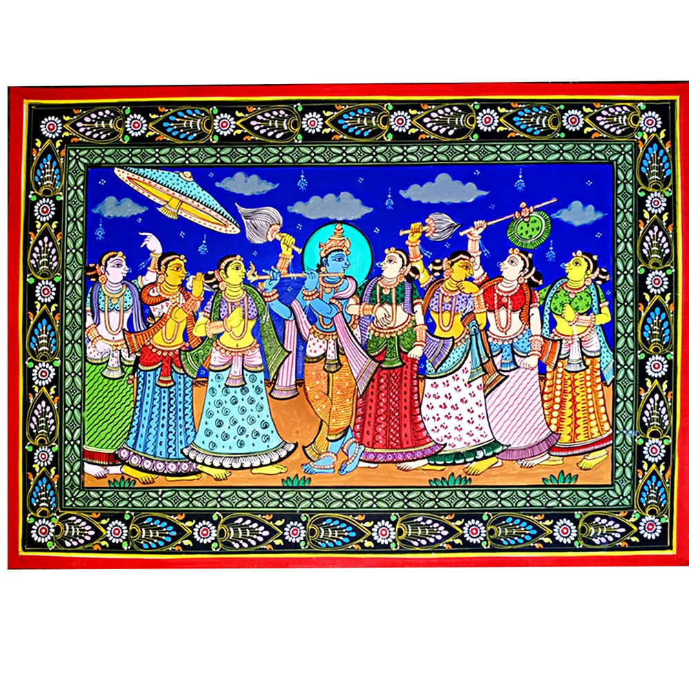 Lord Krishna RasaLeela Canvas Pattachitra Painting