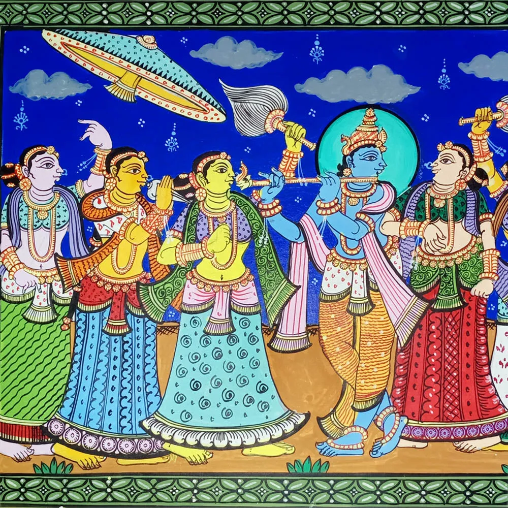 Lord Krishna RasaLeela Canvas Pattachitra Painting