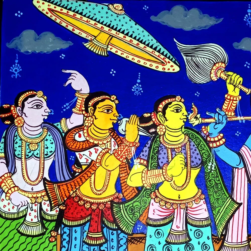 Lord Krishna RasaLeela Canvas Pattachitra Painting