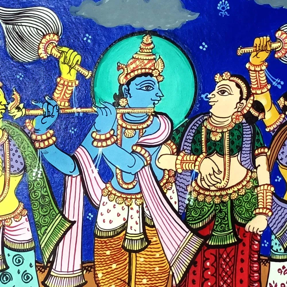 Lord Krishna RasaLeela Canvas Pattachitra Painting